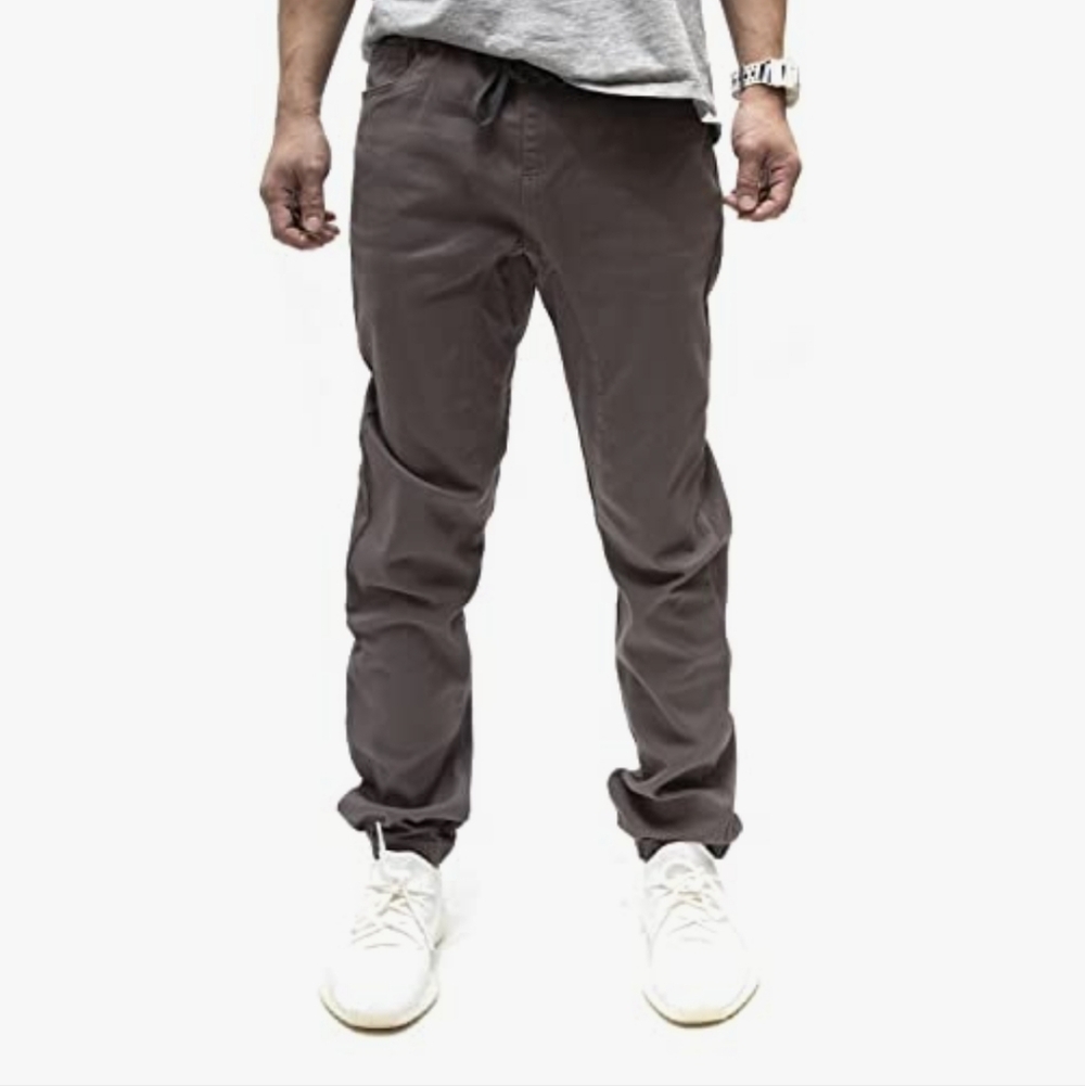 Americano Men's Vintage Drop Crotch Denim Jogger Casual Pants Gray